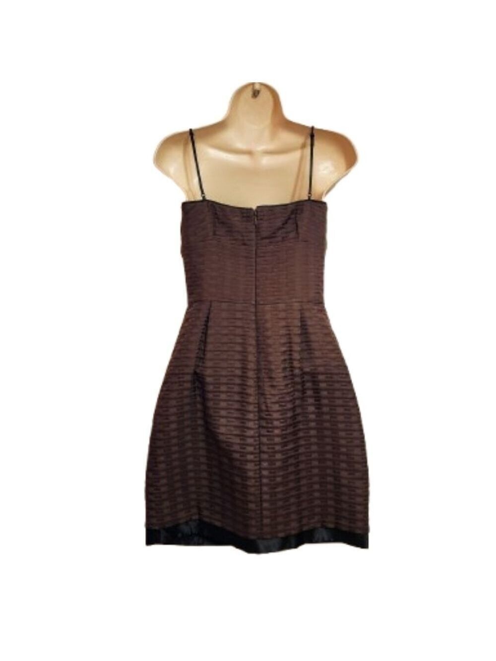 Max and Cleo Brown Pleated Shirred Bodycon Dress Size 4 - Picture 6 of 12